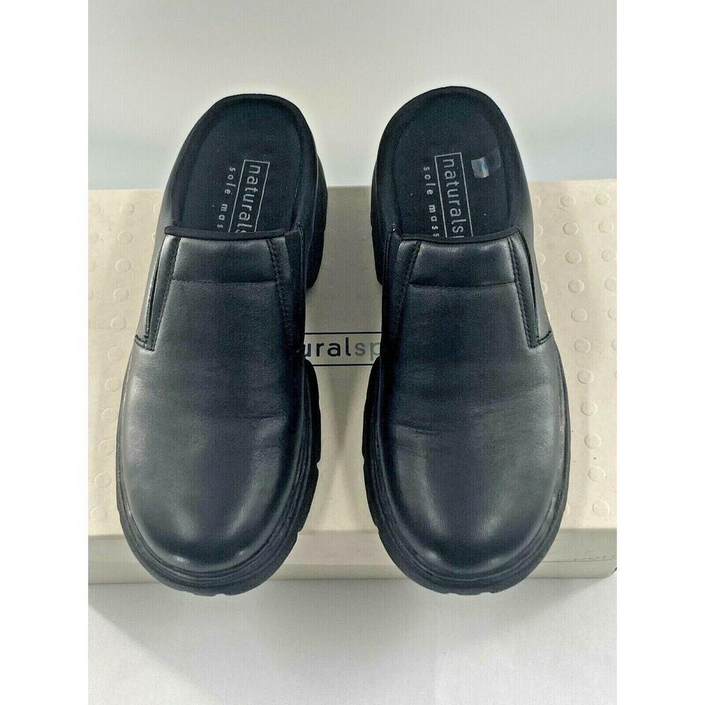 Natural Sport Twister Black Leather Slip On Comfort Shoes Womens Size 6M